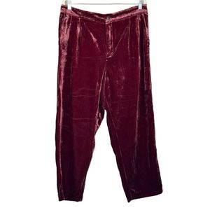 Madewell Women’s Dark Cabernet Velvet Tapered Pleat Party Pants XL NWT